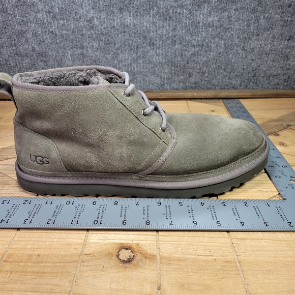 UGG Neumel Men's 14 Chukka Boot Charcoal Gray Suede US Faux Fur Warm Shoes 3236 - Picture 12 of 13